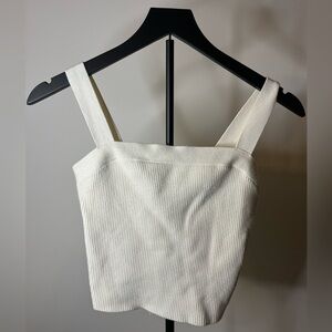 ABERCROMBIE AND FITCH - Rib-Knit Cropped Sweater Tank Top White - Women’s Size L